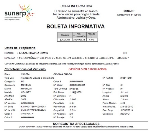 Boletin informativo Vehicular